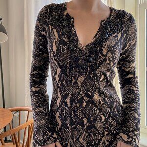 INC International Concepts Snake Print Sweater Long Sleeve Size Small